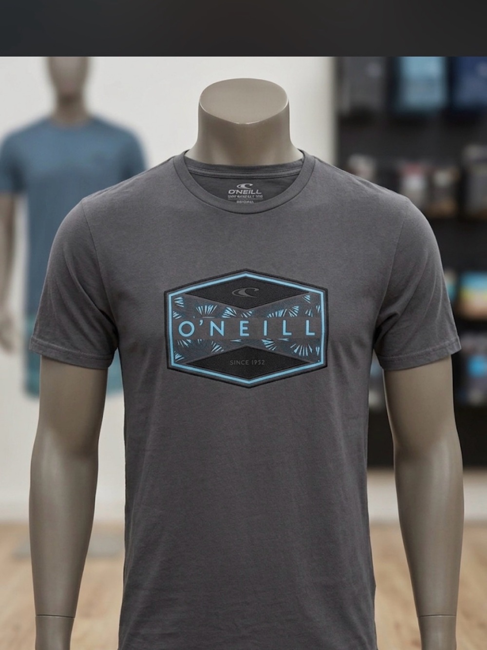 O'Neill Charcoal Tee with Light Blue Logo